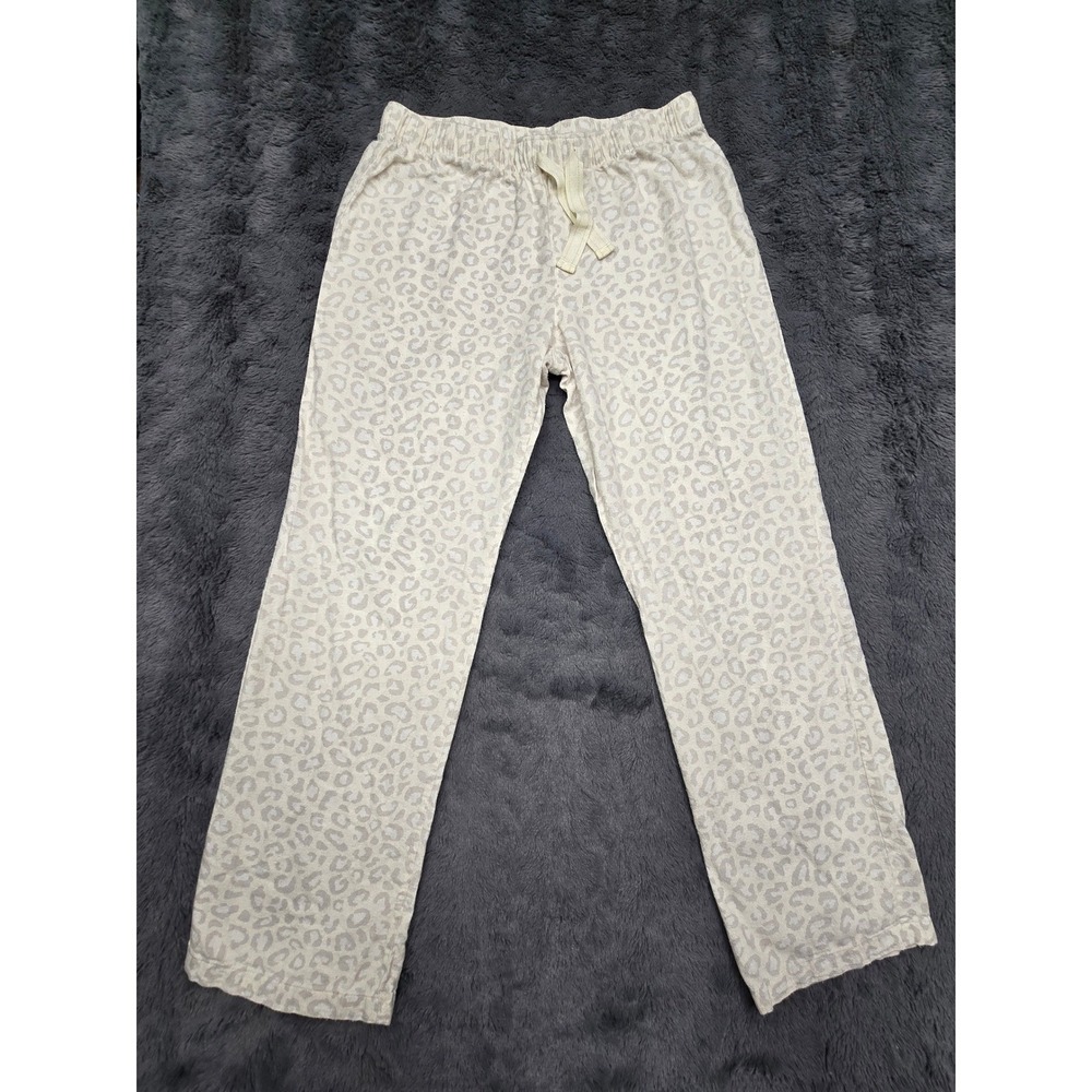 Old Navy Womens Cream Gray Leopard Print Pajama Pants Small Drawstring Lounge